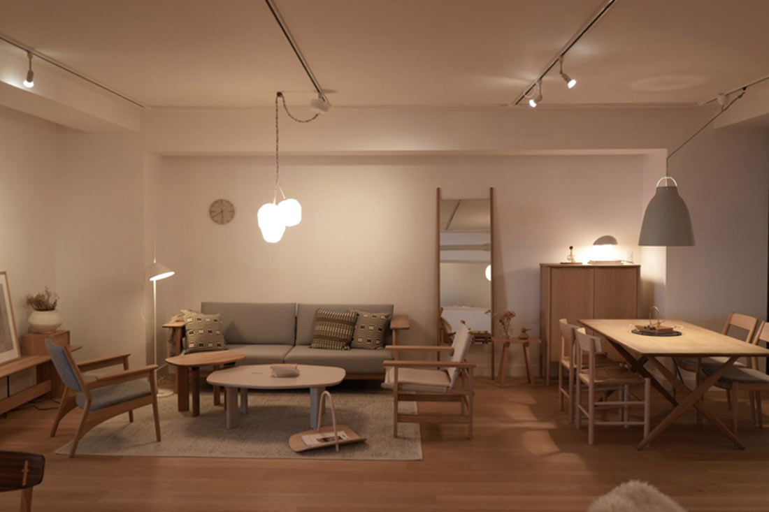 北欧家具正規販売店CONNECTの札幌ショールーム 店舗内の展示風景イメージ