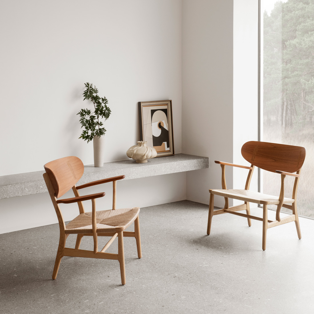 優美な曲線とペーパーコードの安らぎCH22ラウンジチェア