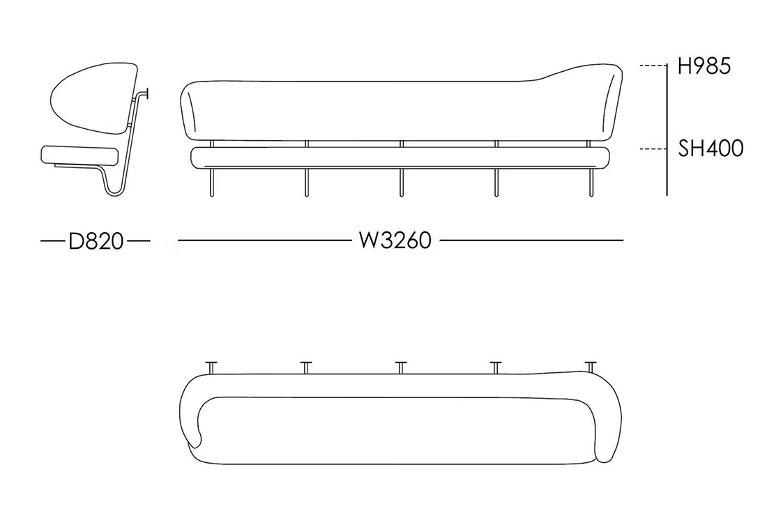 ウォールソファオーベルタンのサイズ