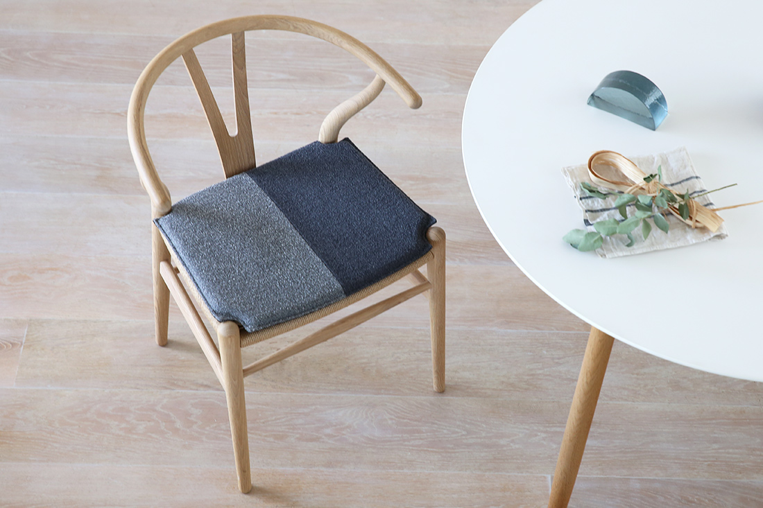 Yチェアシートクッション グレー×ダークグレー