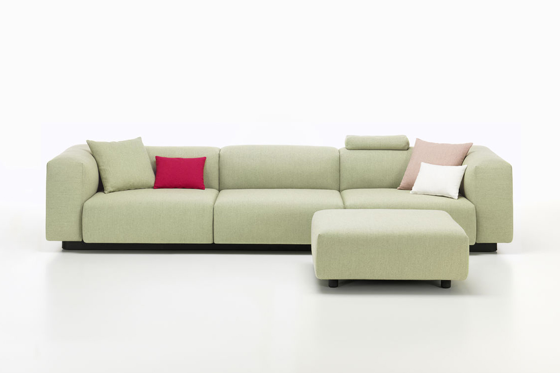 オットマンとヘッドレストを組み合わせたソフトモジュラーソファ3シーター