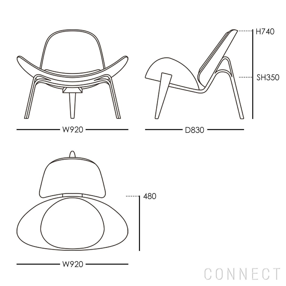 CARL HANSEN & SON（カール・ハンセン＆サン） / CH07 SHELL CHAIR（シェルチェア） / オーク材・オイル仕上げ / ライトブラウンレザー（Thor307）