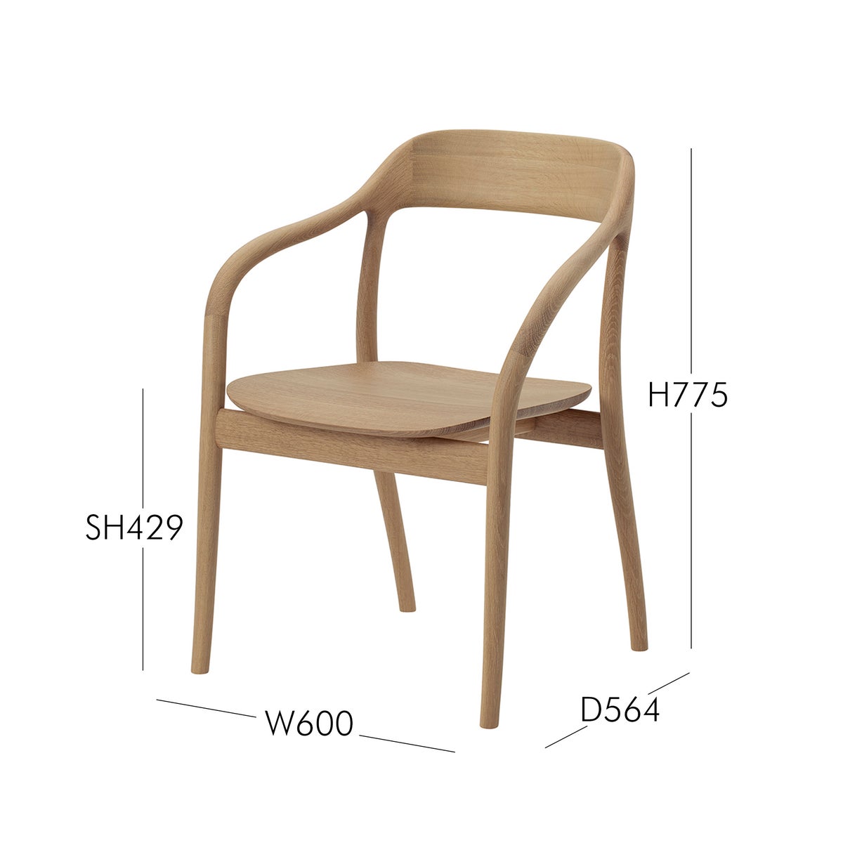 MARUNI COLLECTION（マルニコレクション） / Tako / アームチェア / オーク材 / ウレタン樹脂塗装（ナチュラルホワイト）