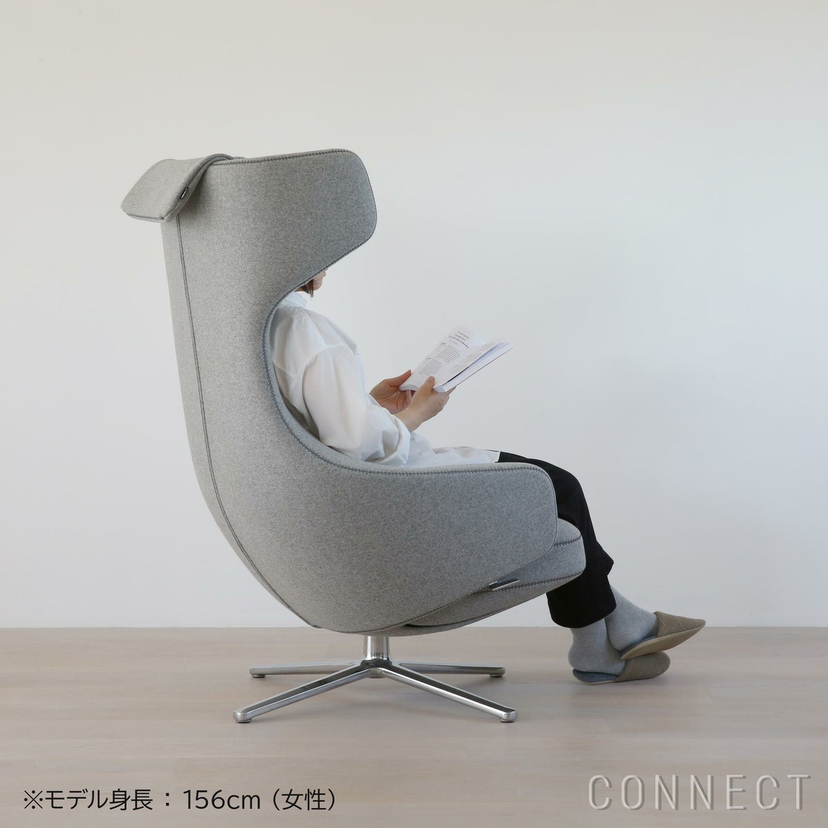 Vitra（ヴィトラ） / Grand Repos（グランレポ）ラウンジチェア / Cosy 2 Cross stitch（コージー2 クロスステッチ） pebble grey / アルミベース・ポリッシュ仕上げ / SH40cm（Low）