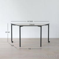 Vitra（ヴィトラ） / Map Table（マップテーブル）台形 W1500 / ベーシックダーク脚・パウダーコート仕上げ / ブレーキ・キャスター付き / デスク