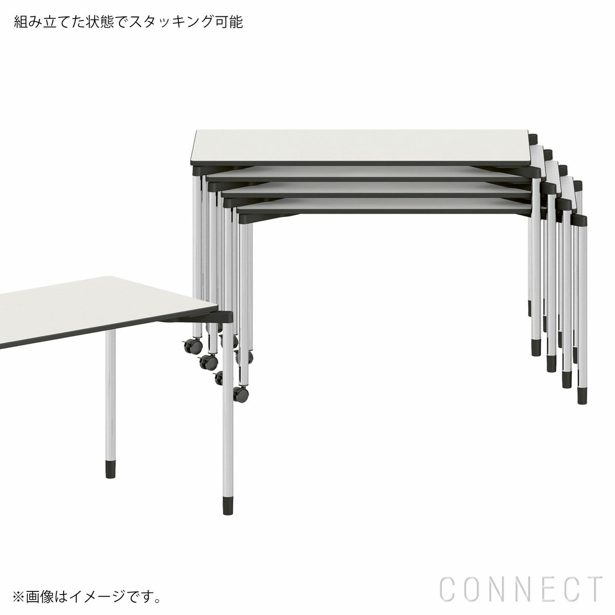 Vitra（ヴィトラ） / Map Table（マップテーブル）台形 W1500 / ベーシックダーク脚・パウダーコート仕上げ / ブレーキ・キャスター付き / デスク