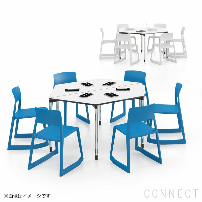 Vitra（ヴィトラ） / Map Table（マップテーブル）台形 W1500 / ベーシックダーク脚・パウダーコート仕上げ / ブレーキ・キャスター付き / デスク