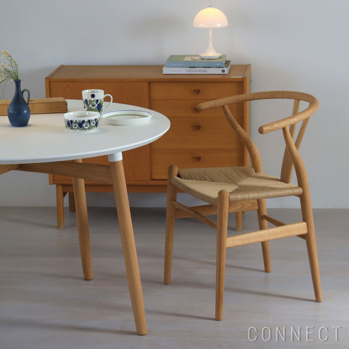 CONNECTセレクトダイニングセットCARL HANSEN & SON（カール・ハンセン＆サン） BA103 ホワイトラミネート天板（オーク材・オイル仕上げ）＋ CH24 / Yチェア （ワイチェア） オーク材・オイル仕上げ