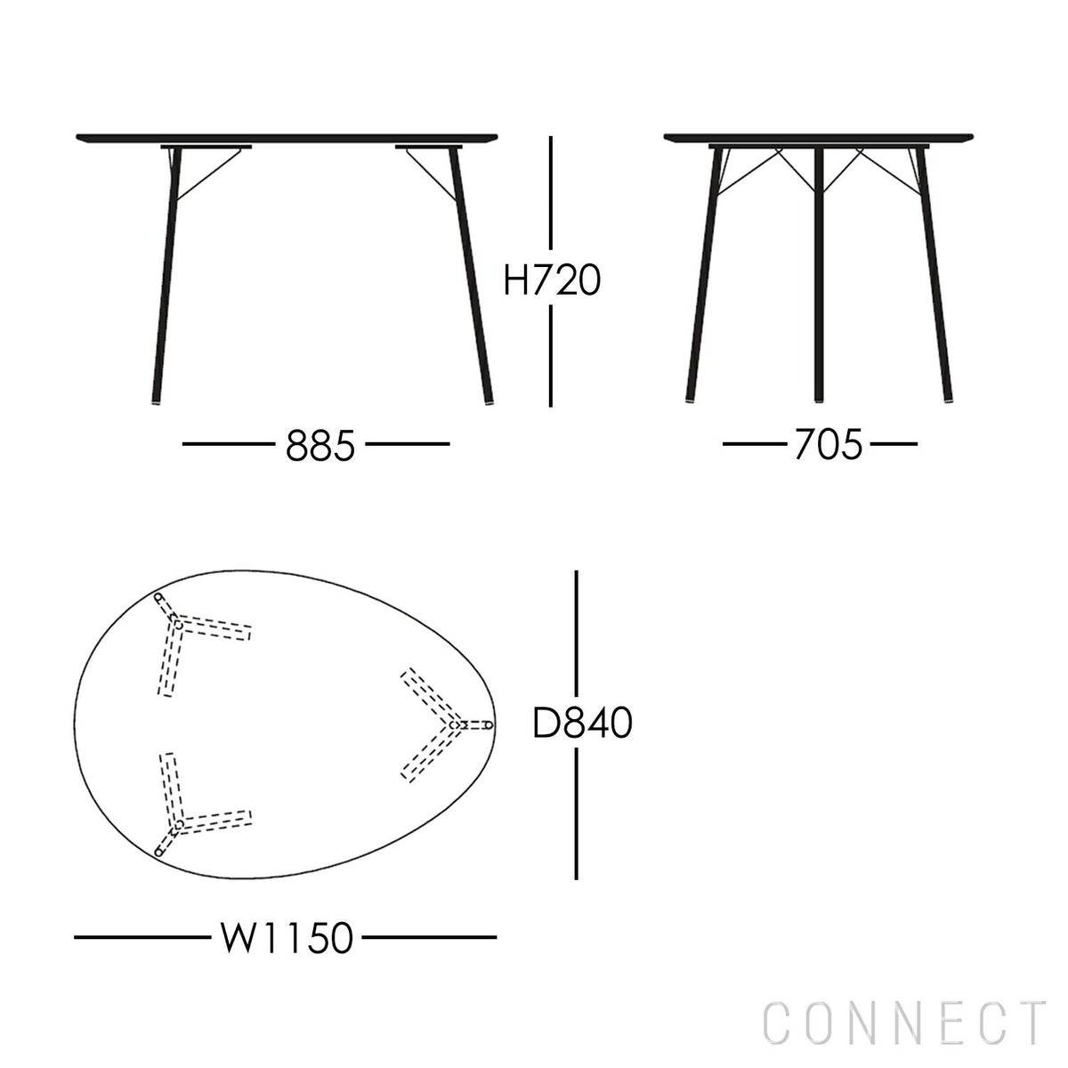 FRITZ HANSEN（フリッツ・ハンセン） / EGG TABLE（エッグテーブル） / ウォルナット / クローム脚