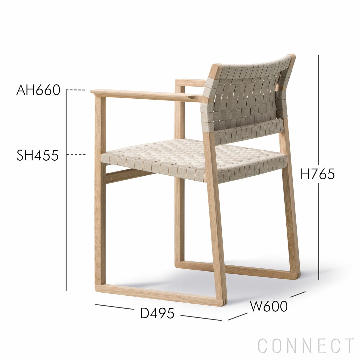 FREDERICIA（フレデリシア） / BM62 Armchair（アームチェア） / Model 3362 / オーク材・オイル仕上げ / リネンウェビング（ナチュラル）