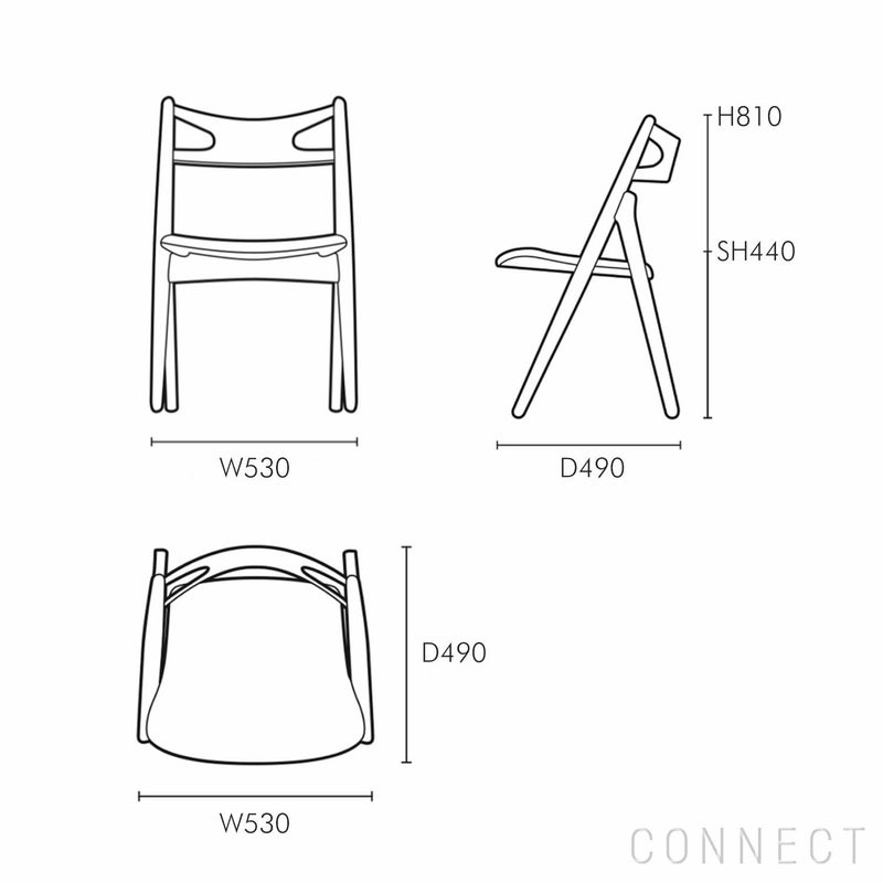 CARL HANSEN & SON （カール・ハンセン＆サン） / CH29P SAWBUCK CHAIR（ソーバックチェア） / オーク材・ホワイトオイル仕上げ / ブラックレザー（Thor 301） / ダイニングチェア