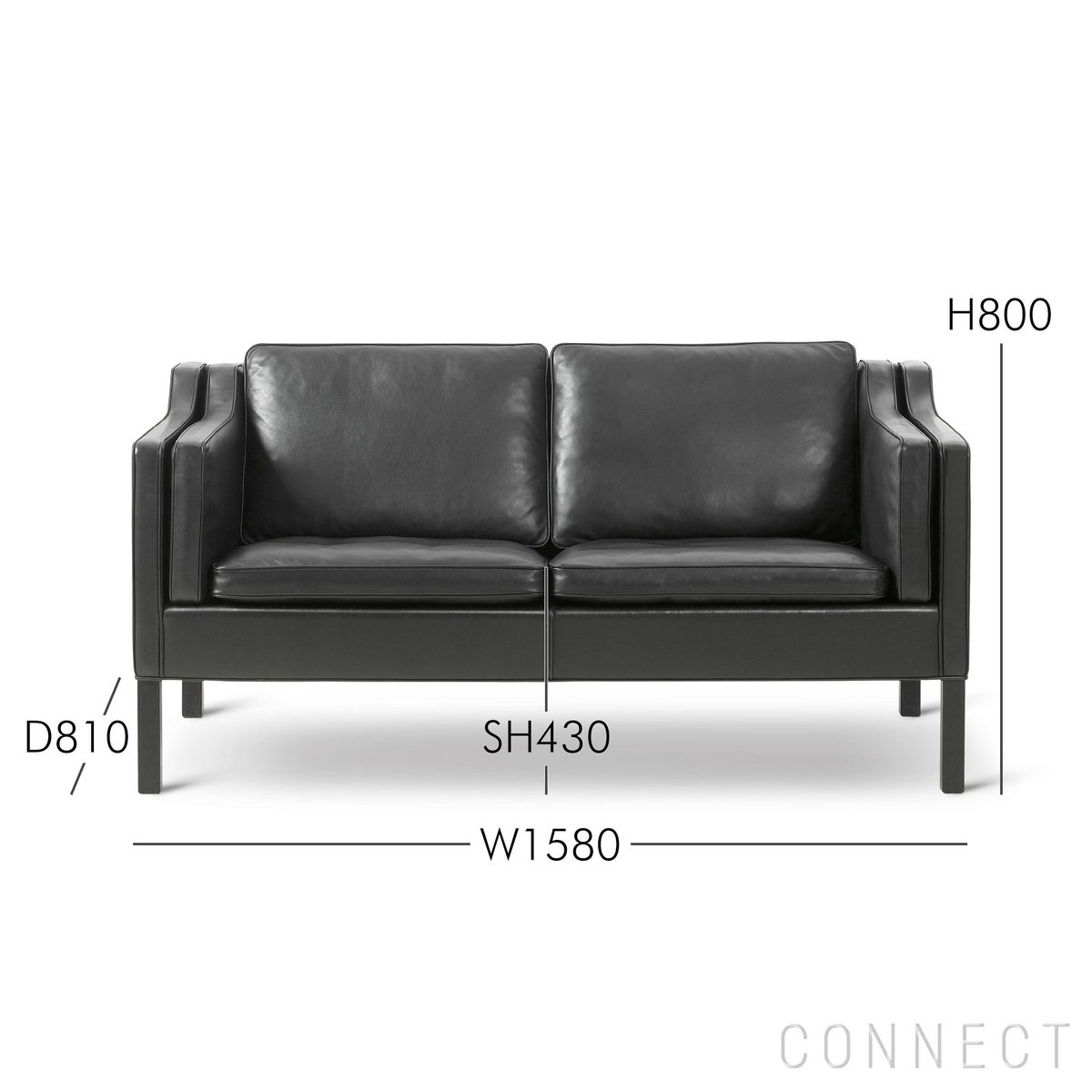 FREDERICIA（フレデリシア） / Mogensen 2212 Sofa（モーエンセンソファ） / Model 2212 / 2シーター / オーク材・ブラックラッカー仕上げ / レザー（Max 98）