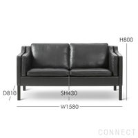 FREDERICIA（フレデリシア） / Mogensen 2212 Sofa（モーエンセンソファ） / Model 2212 / 2シーター / オーク材・ブラックラッカー仕上げ / レザー（Max 98）