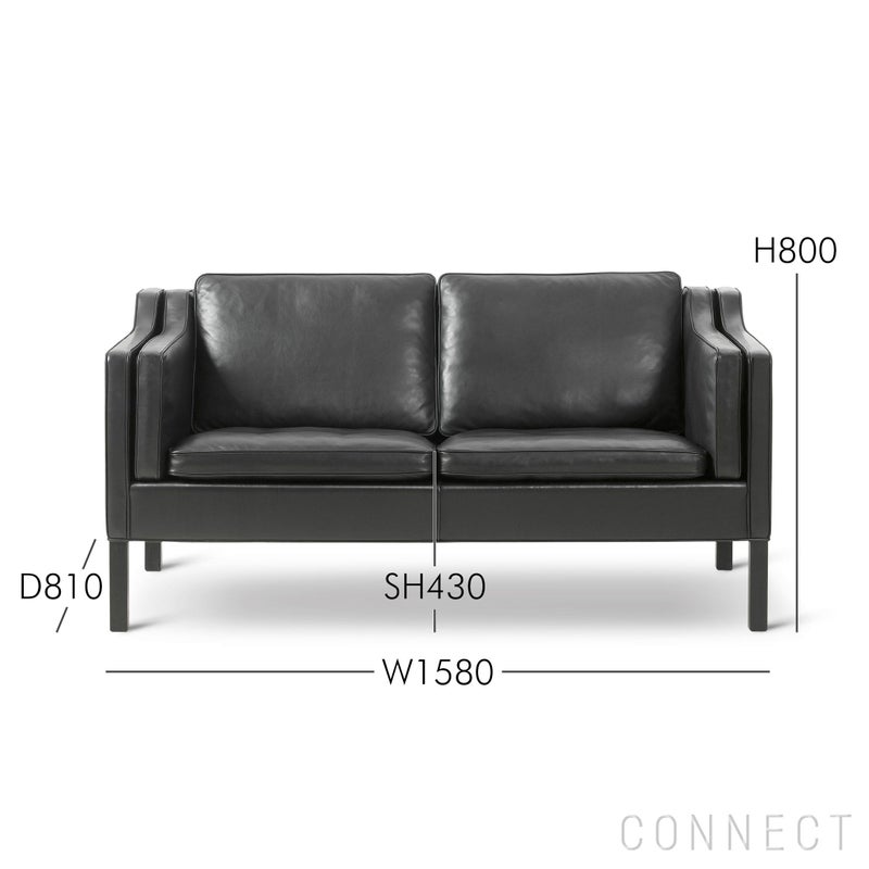 FREDERICIA（フレデリシア） / Mogensen 2212 Sofa（モーエンセンソファ） / Model 2212 / 2シーター / オーク材・ブラックラッカー仕上げ / レザー（Max 98）