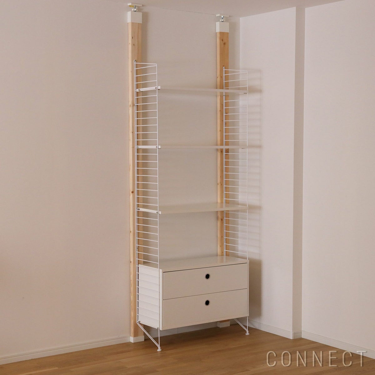 String（ストリング） / ストリング システム / チェスト＋フロアパネル / H200×W80×D30 / ホワイト / 壁面収納