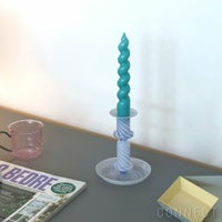 HAY（ヘイ） / FLARE STRIPE MILK M（キャンドルホルダー） / ブルー / 14cm