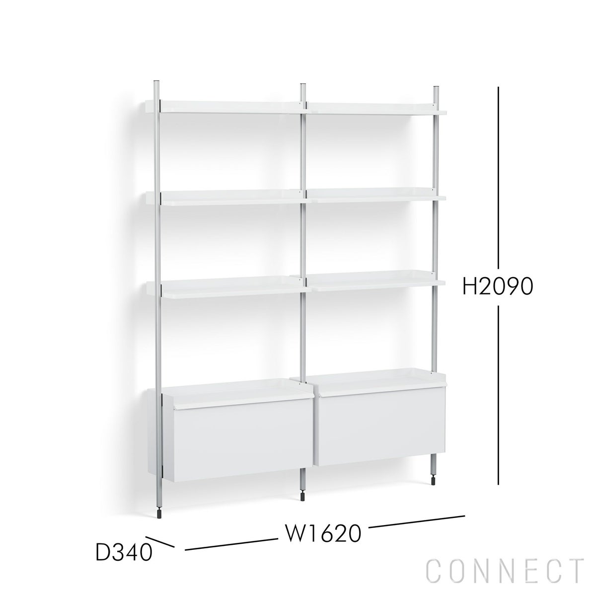HAY（ヘイ） / PIER SYSTEM 132 2 COLUMNS（ピアシステム） / シェルフ＋キャビネット / W162×D34×H209 / 壁面収納