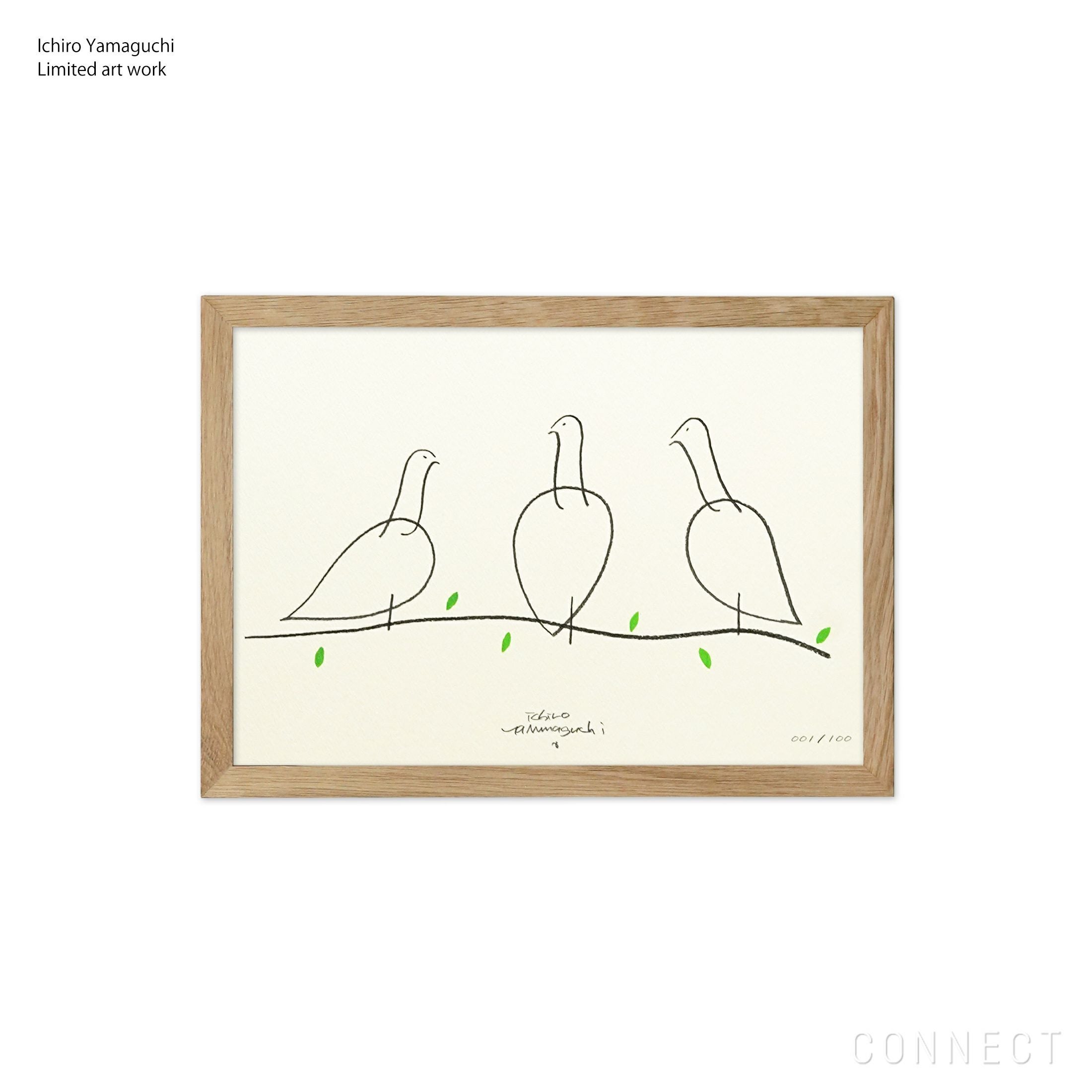 山口一郎　sky スカイ　アートポスター　木製フレーム付き 山口一郎 / Giclee（ジクレー印刷）「鳥」 / Sサイズ / アートポスター