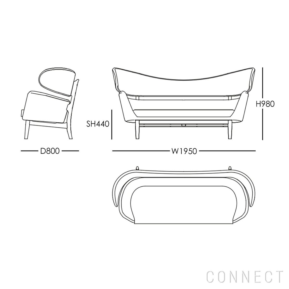 HOUSE OF FINN JUHL（ハウス・オブ・フィンユール） / BAKER SOFA（ベイカーソファ） / ウォルナット材・オイル仕上げ / Hallingdal 110・376（ハリンダル） / ソファ