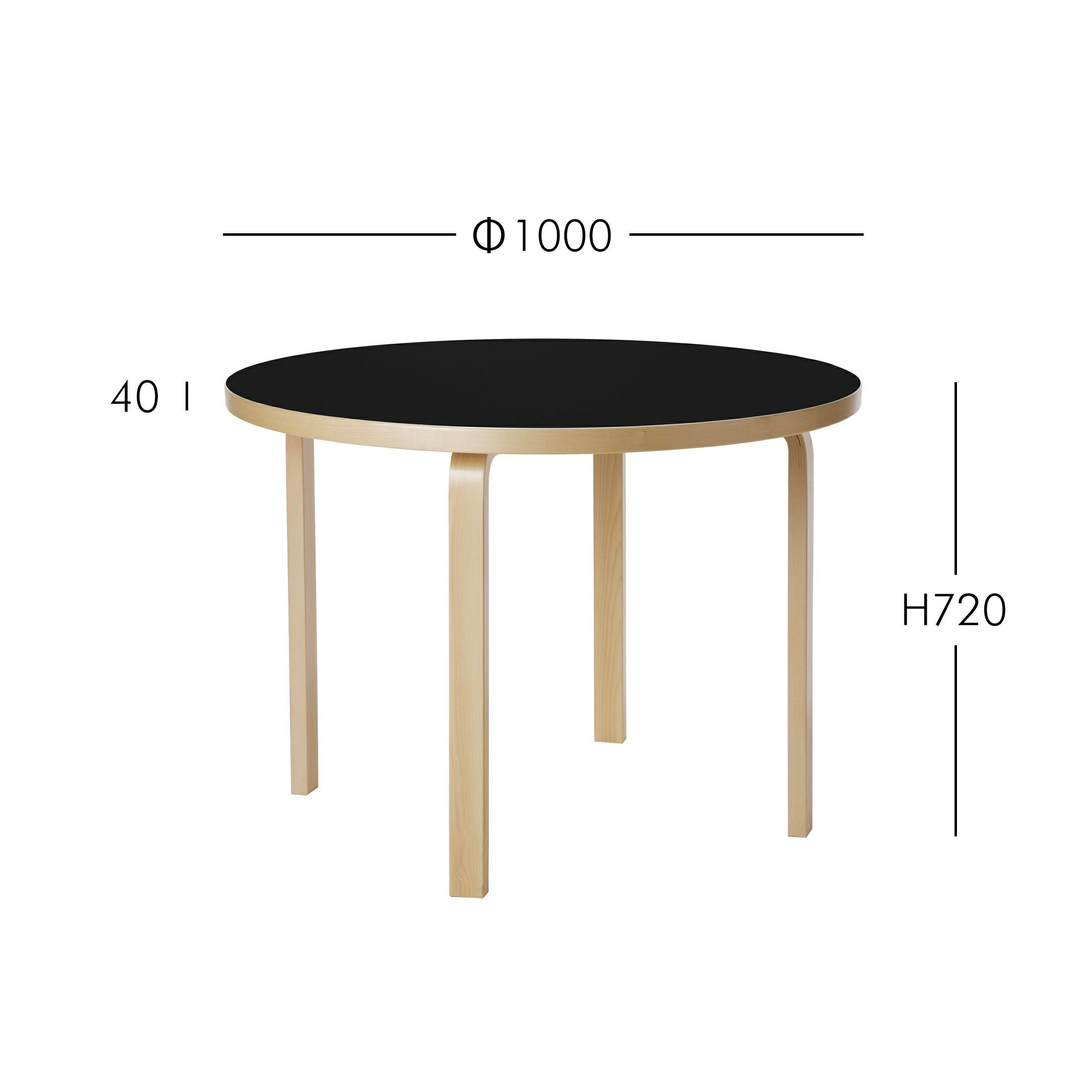 Artek（アルテック） / TABLE 90A / バーチ材 / 天板・ブラック