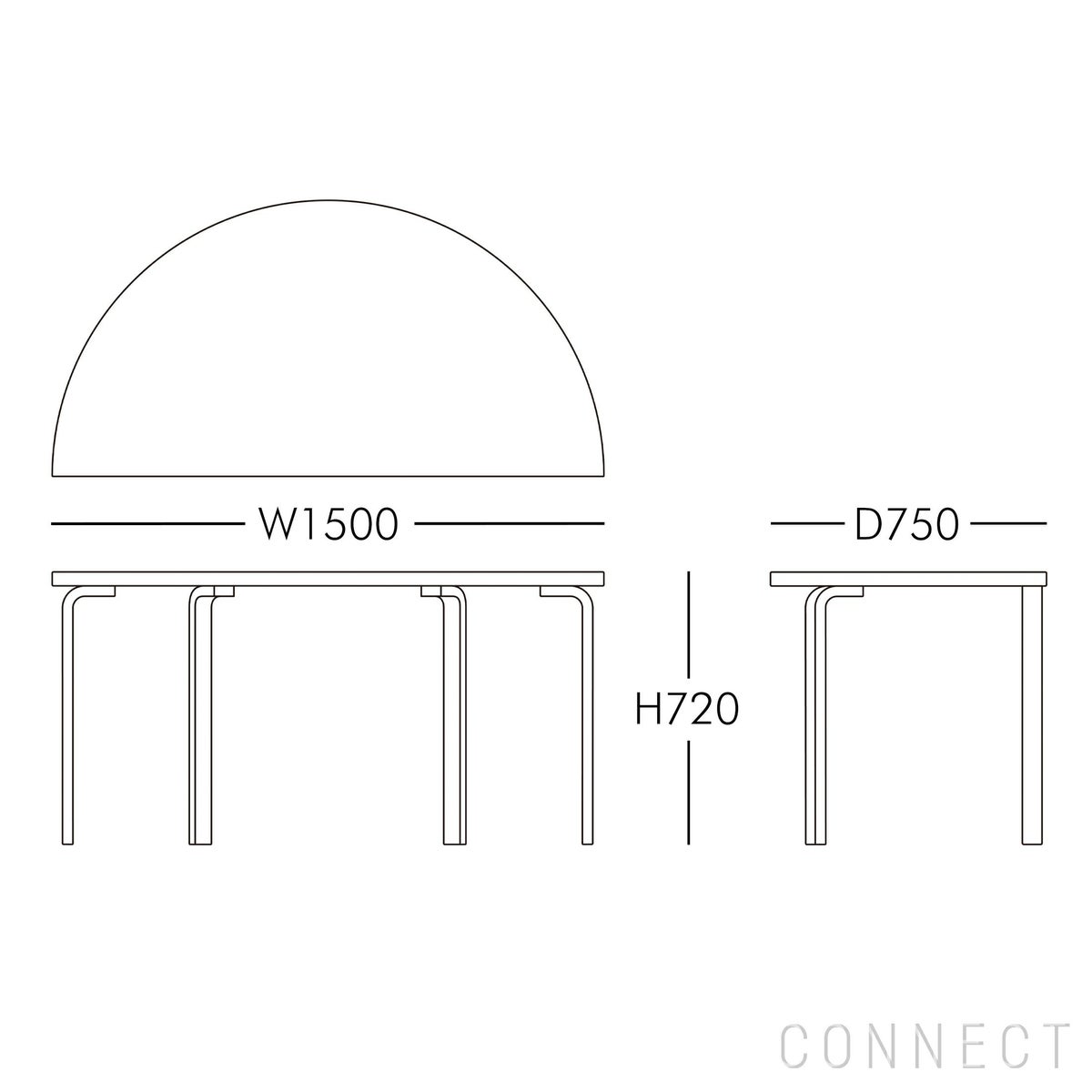 Artek（アルテック） / TABLE 96 / バーチ材 / 天板・ブラックリノリウム / 150×75cm / テーブル