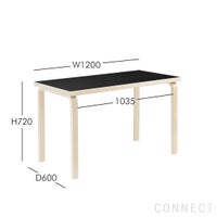 Artek（アルテック） / TABLE 80A / バーチ材 / 天板・ブラックリノリウム / 120×60cm / テーブル