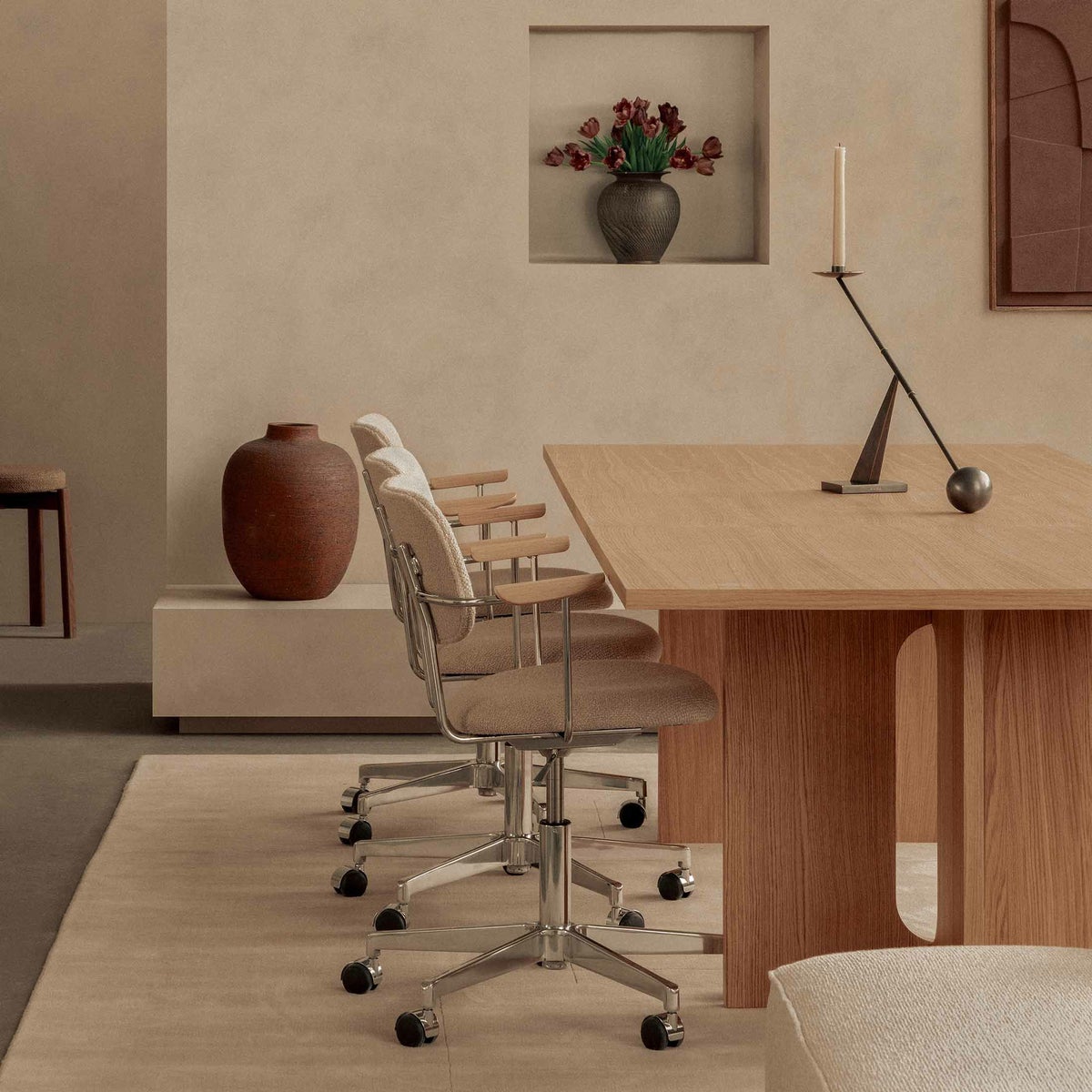 Audo Copenhagen（オドー・コペンハーゲン） / CO TASK CHAIR（コ タスク チェア）/ アームチェア / Natural Oak / Audo Bouclé（オドーブークレ）02 /キャスター付き回転ベース