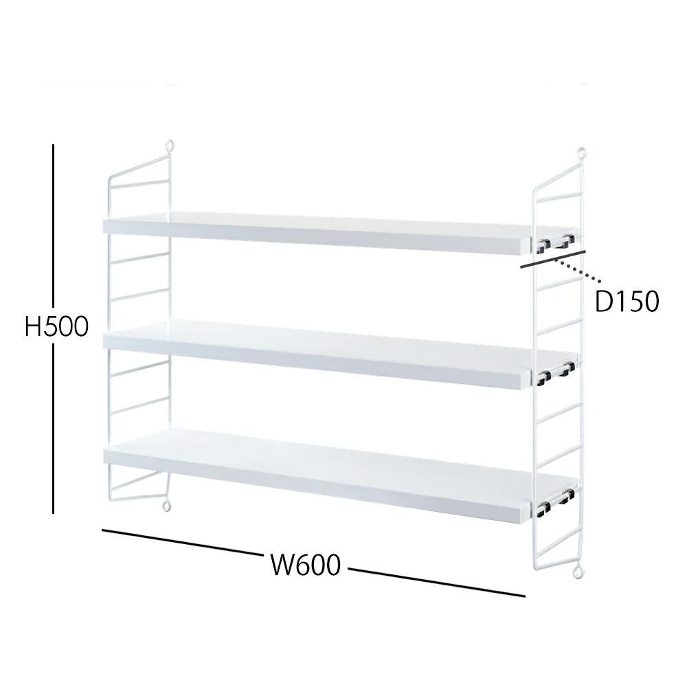 String Furniture（ストリング ファニチャー） / String Pocket（ストリング ポケット） / ホワイト×ホワイト / 石膏ボードアンカー付き / 壁面収納