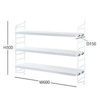 String Furniture（ストリング ファニチャー） / String Pocket（ストリング ポケット） / ホワイト×ホワイト / 石膏ボードアンカー付き / 壁面収納