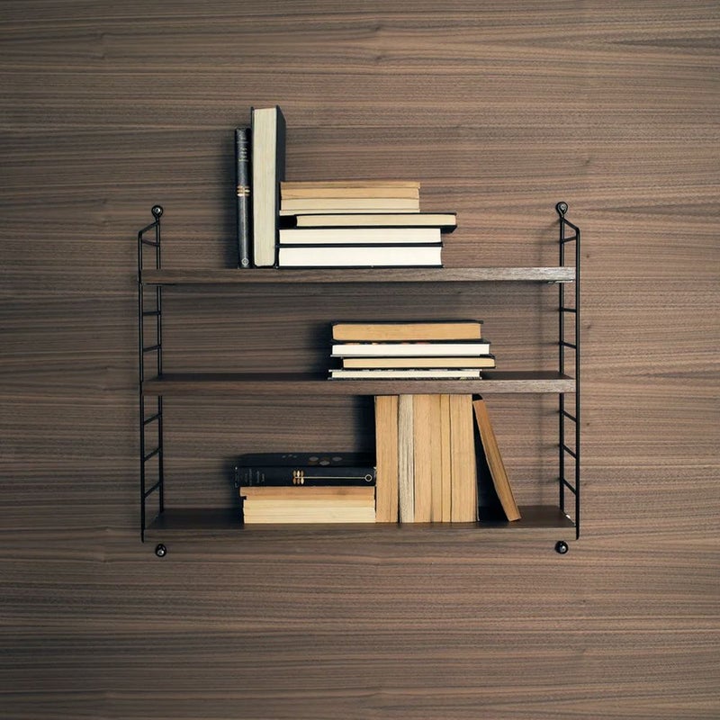 String Furniture（ストリング ファニチャー） / String Pocket（ストリング ポケット） / ウォルナット×ブラック / 石膏ボードアンカー付き / 壁面収納