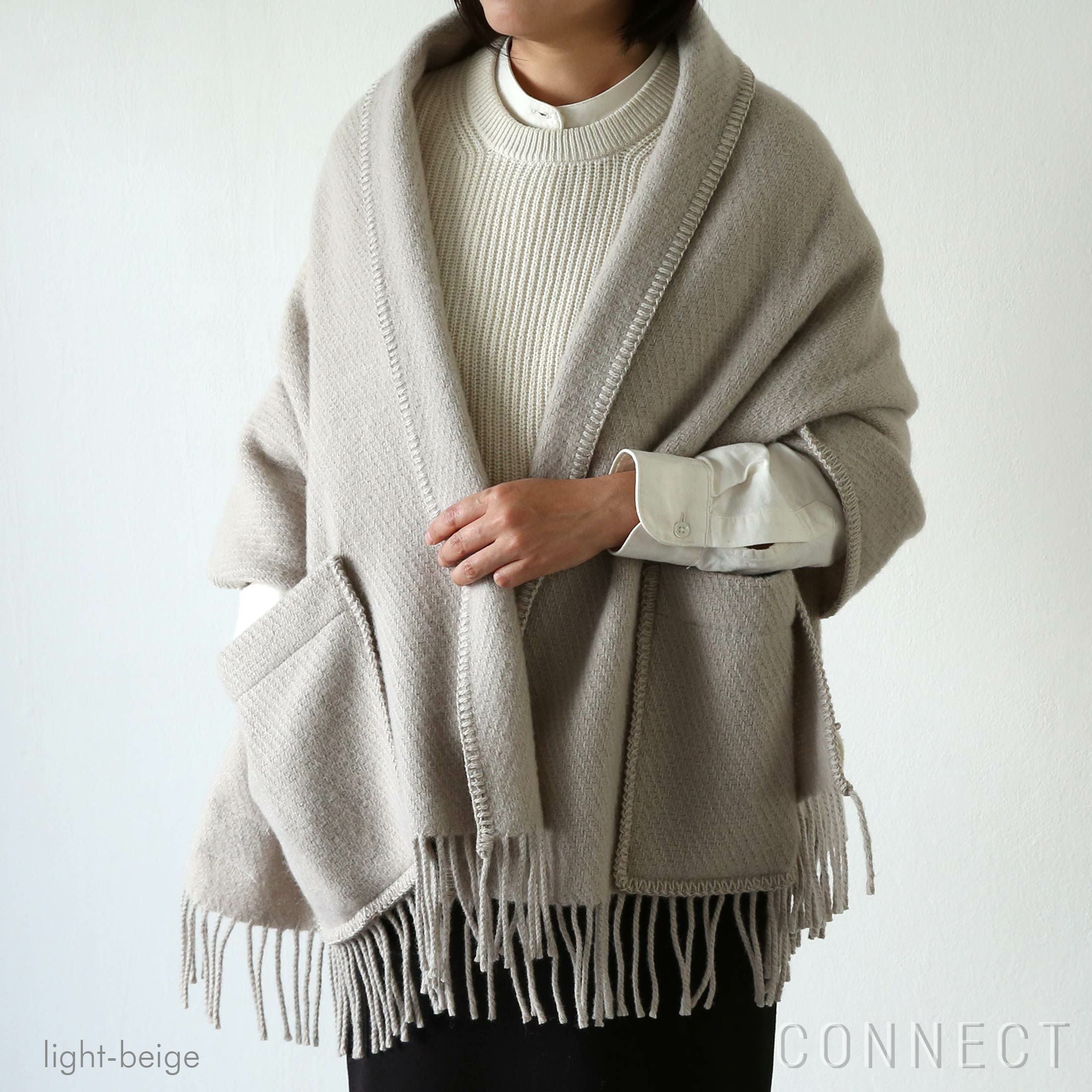 alpaka（アルパカ） ブークレ ポケット付きショール 【CONNECT別注