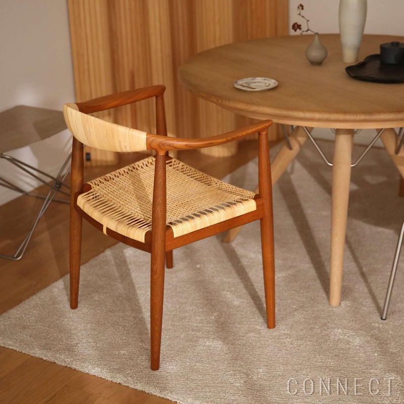 【75周年記念限定モデル】PP Mobler（PPモブラー） / PP501 Round Chair（ラウンドチェア） / The Chair（ザ チェア） / プレミアムオールドストックチーク材・オイル仕上げ（籐張り）【真鍮プレート付】