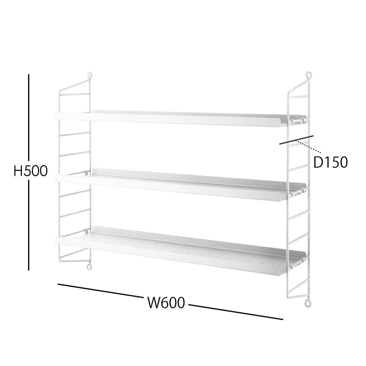 String Furniture（ストリング ファニチャー） / String Pocket（ストリング ポケット） / メタルホワイト×ホワイト / 石膏ボードアンカー付き / 壁面収納