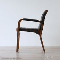 Artek（アルテック） / ARMCHAIR 45（アームチェア45） / バーチ材・ウォルナットステイン / キルティングレザー / ダークブラウン / アームレスト・レザーカバー