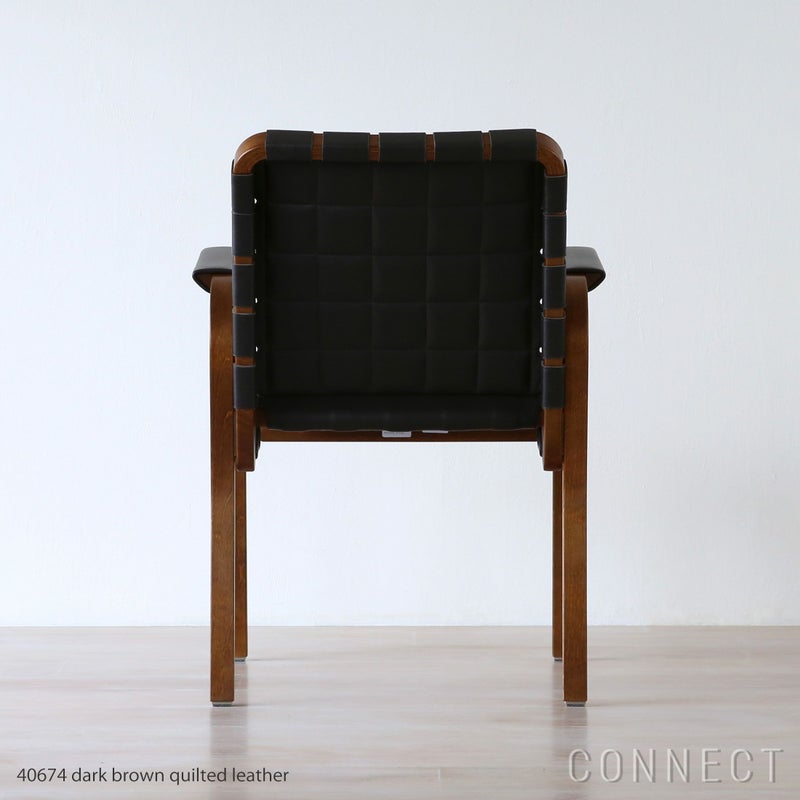 Artek（アルテック） / ARMCHAIR 45（アームチェア45） / バーチ材・ウォルナットステイン / キルティングレザー / ダークブラウン / アームレスト・レザーカバー