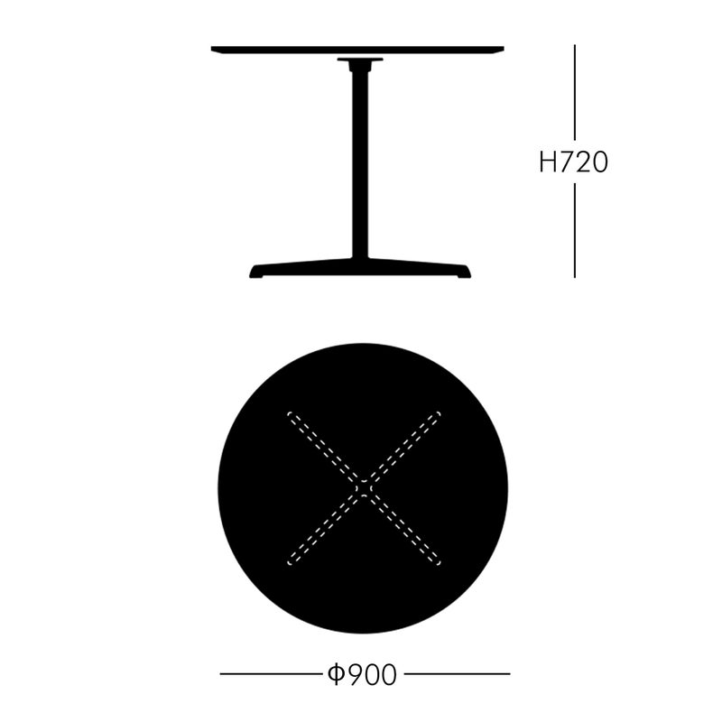FRITZ HANSEN（フリッツ・ハンセン） / TABLE SERIES（テーブルシリーズ）A623 / 円テーブル / グレー / クローム脚 / Φ90cm【組立無料】