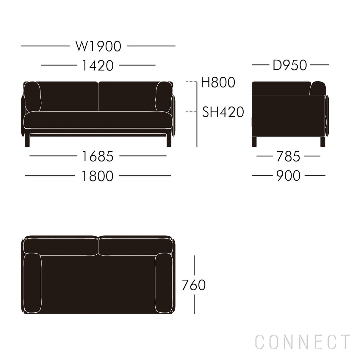 Vitra（ヴィトラ） / Anagram Sofa（アナグラムソファ）2シーター / Dumet（デュメ）28 sage steel blue / アルミベース・チョークパウダーコート仕上げ / ソファ