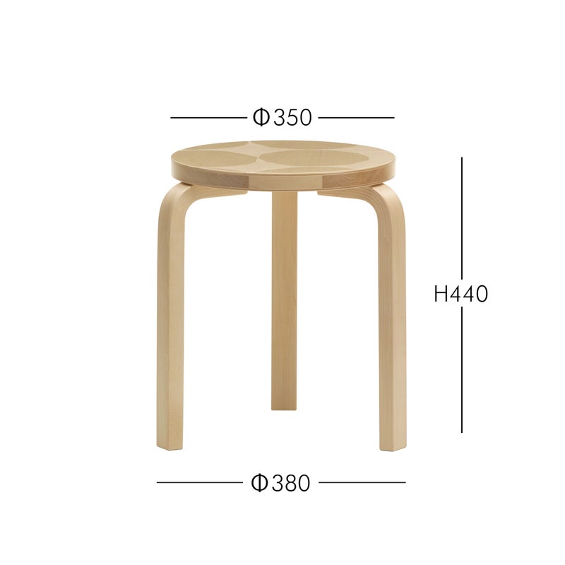 Artek（アルテック） ＋ Marimekko（マリメッコ） / STOOL 60 Kivet（スツール60 キヴェット） / バーチ材 / ナチュラルラッカー / スツール 《90周年 Anniversary editions》
