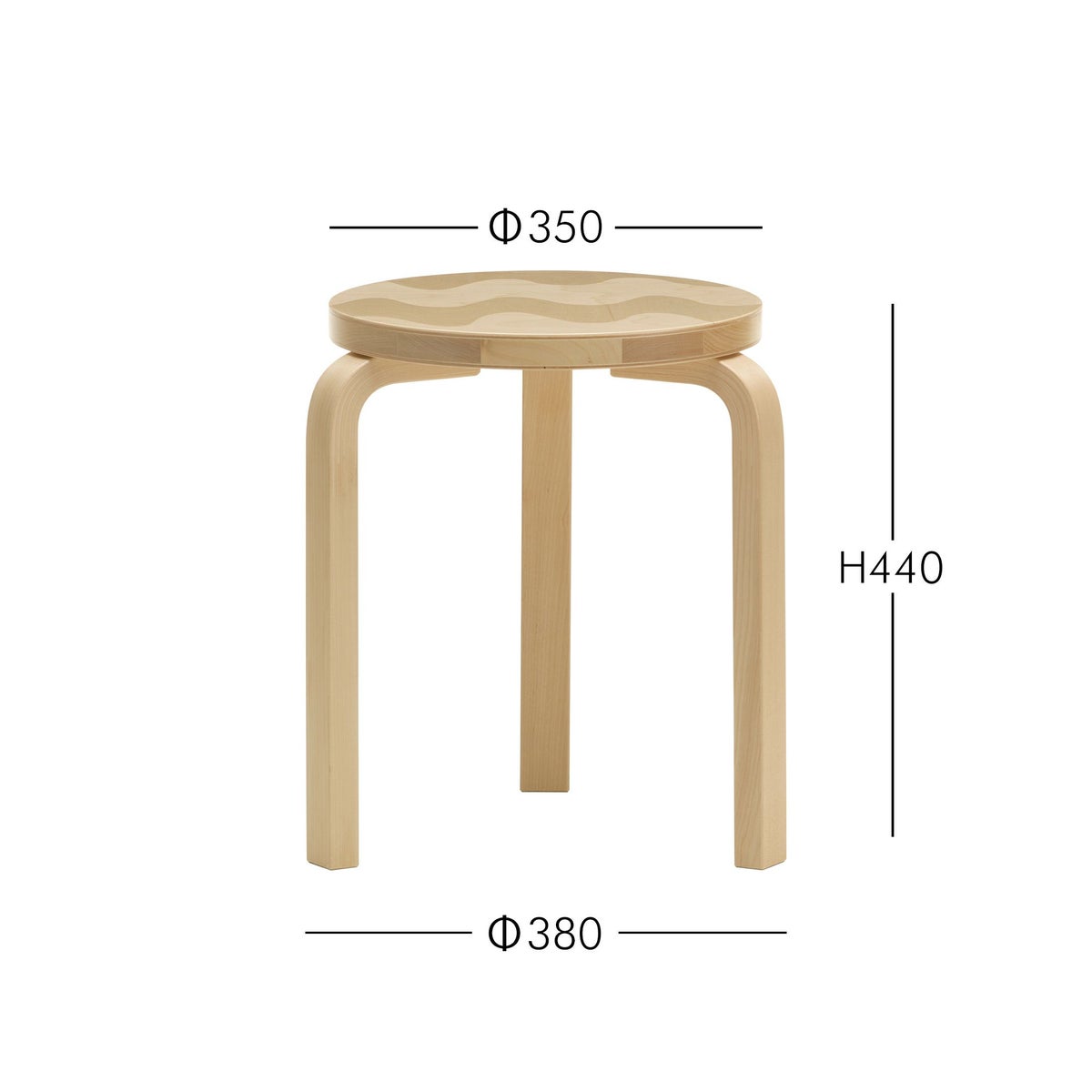 Artek（アルテック） ＋ Marimekko（マリメッコ） / STOOL 60 Lokki（スツール60 ロッキ） / バーチ材 / ナチュラルラッカー 《90周年 Anniversary editions》