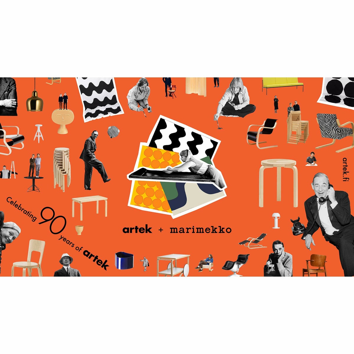 Artek（アルテック） ＋ Marimekko（マリメッコ） / STOOL 60 Lokki（スツール60 ロッキ） / バーチ材 / ナチュラルラッカー 《90周年 Anniversary editions》