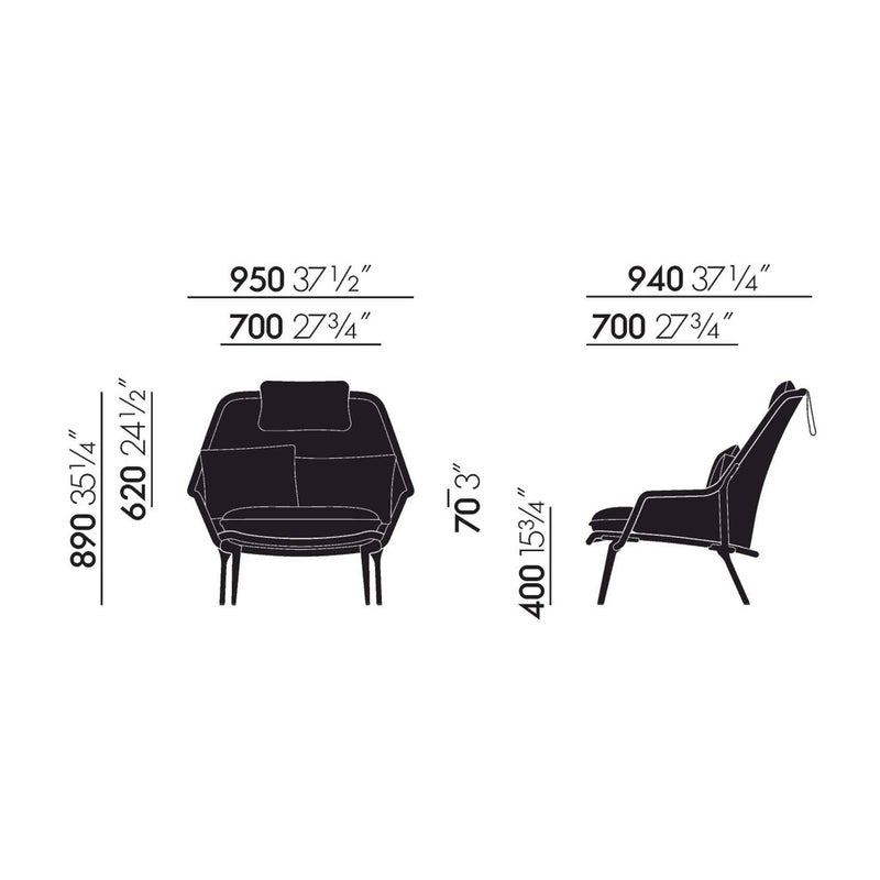 Vitra（ヴィトラ） / Slow Chair （スローチェア） / チェア：Flocca （フロッカ）カバーカラー：ベージュ / ベース：アルミ ポリッシュ / バッククッション 40×30cm Kvadrat Phlo× 0983（ホームセレクション） / バッククッション 65×30cm  Kvadrat Vidar 41062 （ホームセレクション） / ネッククッション付