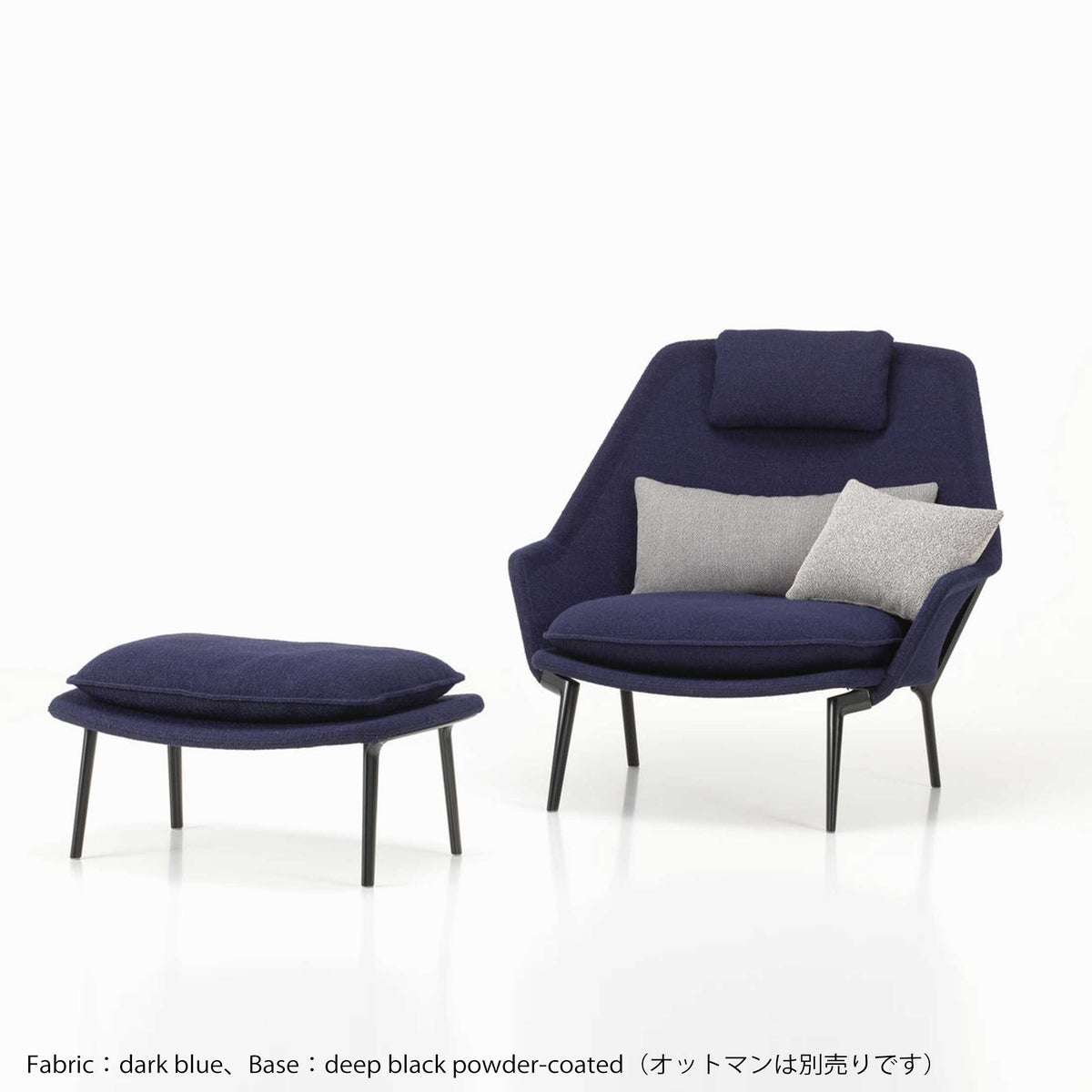 Vitra（ヴィトラ） / Slow Chair （スローチェア） / チェア：Flocca （フロッカ）カバーカラー：ベージュ / ベース：アルミ ポリッシュ / バッククッション 40×30cm Kvadrat Phlo× 0983（ホームセレクション） / バッククッション 65×30cm  Kvadrat Vidar 41062 （ホームセレクション） / ネッククッション付