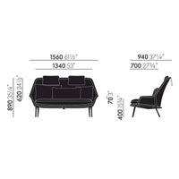 Vitra（ヴィトラ） / Slow Sofa (スローソファ) / Flocca (フロッカ）カバーカラー：ベージュ / ベース：アルミポリッシュ / バッククッション 65×30cm Kvadrat Reflex 0449 / バッククッション 40×30cm Hola 03 chestnut / バッククッション 60×40cm Dedar A perfect Flower col.003 / ネッククッション付