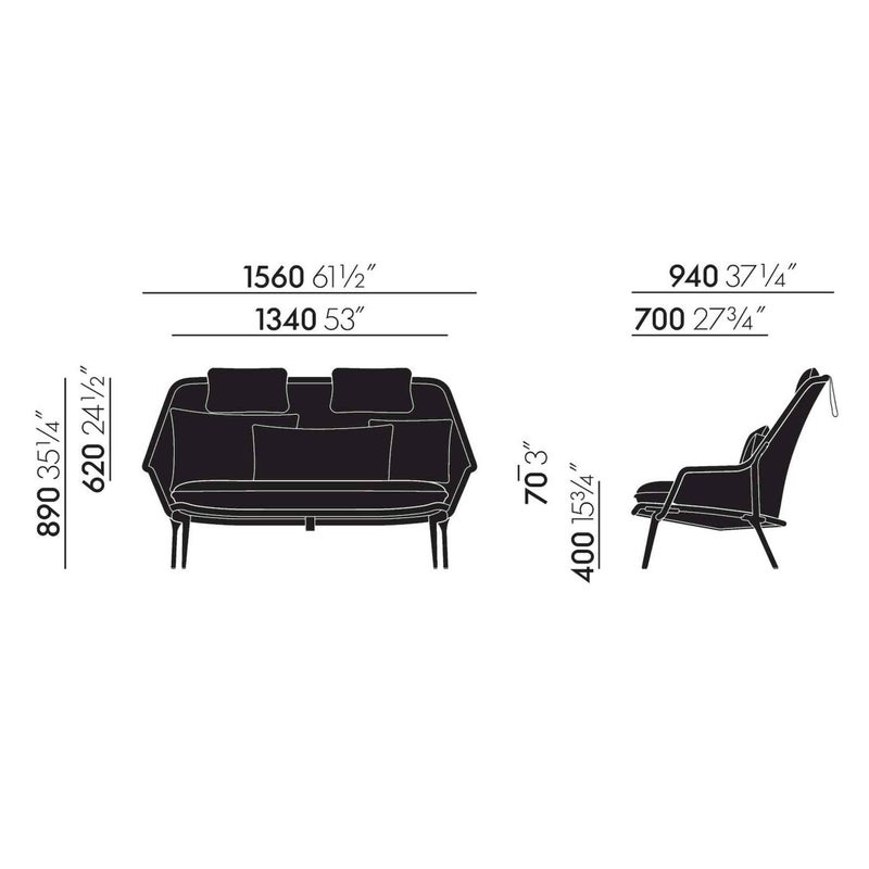 Vitra（ヴィトラ） / Slow Sofa (スローソファ) / Flocca (フロッカ）カバーカラー：ベージュ / ベース：アルミポリッシュ / バッククッション 65×30cm Kvadrat Reflex 0449 / バッククッション 40×30cm Hola 03 chestnut / バッククッション 60×40cm Dedar A perfect Flower col.003 / ネッククッション付