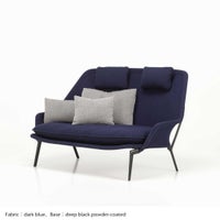 Vitra（ヴィトラ） / Slow Sofa (スローソファ) / Flocca (フロッカ）カバーカラー：ベージュ / ベース：アルミポリッシュ / バッククッション 65×30cm Kvadrat Reflex 0449 / バッククッション 40×30cm Hola 03 chestnut / バッククッション 60×40cm Dedar A perfect Flower col.003 / ネッククッション付