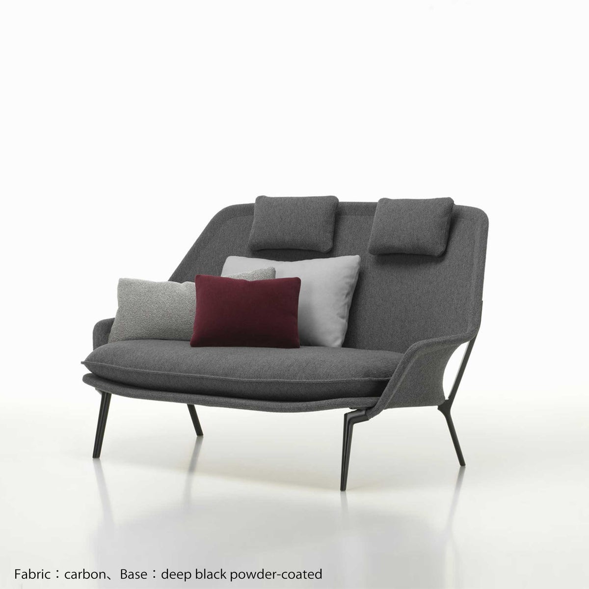 Vitra（ヴィトラ） / Slow Sofa (スローソファ) / Flocca (フロッカ）カバーカラー：ベージュ / ベース：アルミポリッシュ / バッククッション 65×30cm Kvadrat Reflex 0449 / バッククッション 40×30cm Hola 03 chestnut / バッククッション 60×40cm Dedar A perfect Flower col.003 / ネッククッション付