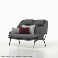 Vitra（ヴィトラ） / Slow Sofa (スローソファ) / Flocca (フロッカ）カバーカラー：ベージュ / ベース：アルミポリッシュ / バッククッション 65×30cm Kvadrat Reflex 0449 / バッククッション 40×30cm Hola 03 chestnut / バッククッション 60×40cm Dedar A perfect Flower col.003 / ネッククッション付