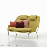 Vitra（ヴィトラ） / Slow Sofa (スローソファ) / Flocca (フロッカ）カバーカラー：ベージュ / ベース：アルミポリッシュ / バッククッション 65×30cm Kvadrat Reflex 0449 / バッククッション 40×30cm Hola 03 chestnut / バッククッション 60×40cm Dedar A perfect Flower col.003 / ネッククッション付