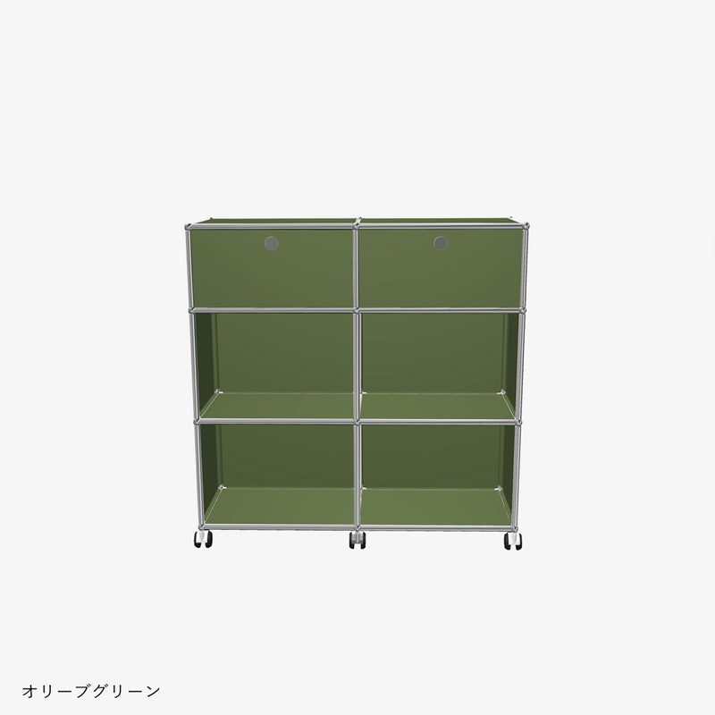 USMハラー（ユーエスエムハラー） / Counter（カウンター） / W1023×D373×H1030mm / ドロップダウンドア×2 / ソフトキャスター×4（内ロック×2） / オリーブグリーン