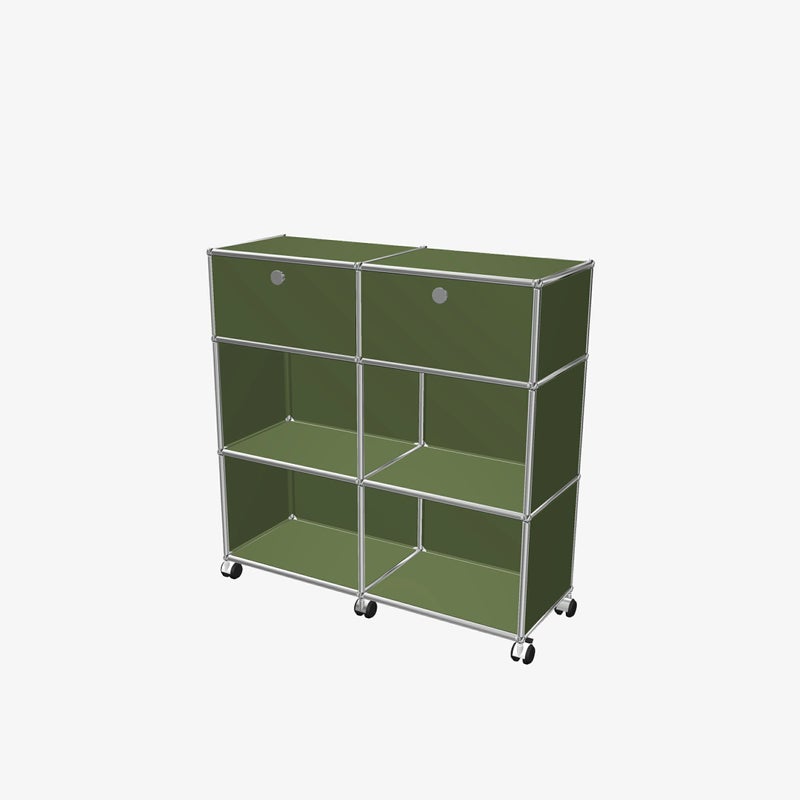 USMハラー（ユーエスエムハラー） / Counter（カウンター） / W1023×D373×H1030mm / ドロップダウンドア×2 / ソフトキャスター×4（内ロック×2） / オリーブグリーン
